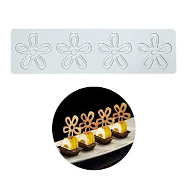 Imagem de Moldes de silicone 3D moldes de chocolate de folha oca favo de mel molde de doces de abelha padrão de flores molde de fondant topo de bolo decoração de artesanato de açúcar (N_Flower_25,8 * 7,1 * 0,2