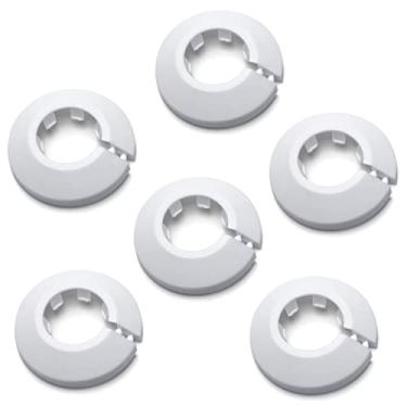 Imagem de MroMax 1 peça 13 mm de plástico radiador de flange de parede capa de tubo de água coleira decoração de tubo de parede branco, MRO200104R-0082, Branco, 6Pcs 25mm