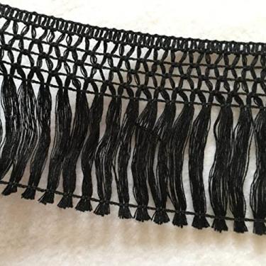 Imagem de 5 jardas/10 jardas 10 cm feito à mão algodão guarnição de renda borla acessórios de franja roupas bege cortina mesa suéter decorativo, preto, preço de 10 jardas