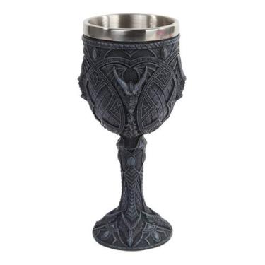 Imagem de Guardian Dragon Wine Goblet cálice resina corpo aço inoxidável pedra falsa