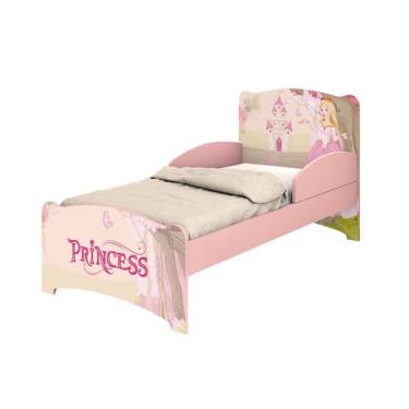 Mini cama Juvenil Infantil Gatinho Branca/Rosa Com Colchão - Móveis Bela