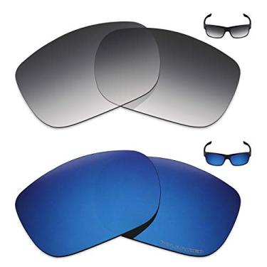 Imagem de Mryok+ 2 pares de lentes polarizadas de substituição para óculos de sol Oakley Two Face – Cinza dégradé Tint/Azul Pacífico