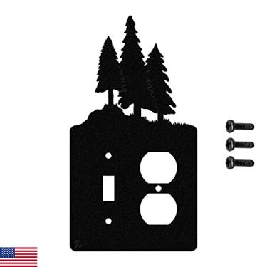 Imagem de Placa de parede de 3 pinheiros, Single Toggle with Power, Black