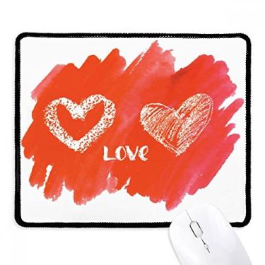 Imagem de Mouse pad vermelho Love You com citação de coração e escrita à mão preto com borda costurada antiderrapante
