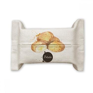 Imagem de Bolsa de linho de algodão para lenços faciais com aquarela saudável e sabor de vegetais de batata