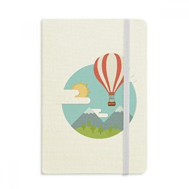 Imagem de Caderno com balão de ar quente, estampa de nuvem, tecido rígido, capa dura para diário clássico A5