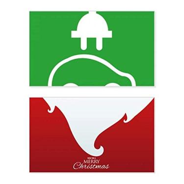 Imagem de Plugue de desenho animado para veículos de energia, protege o meio ambiente, feriado, Natal, cartão de felicitações, mensagem de Natal