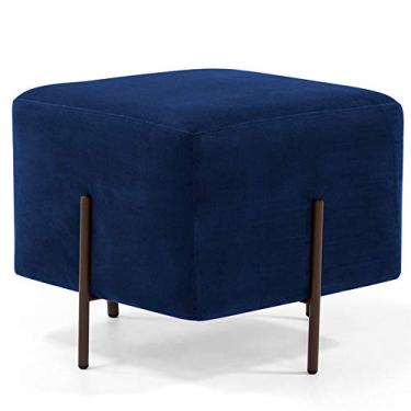 Imagem de Puff Quadrado Decorativo Status 45x45 D02 Pés de Aço Veludo Azul Oxford C-304 - Lyam Decor