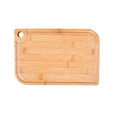 Imagem de Tábua de Corte Carne Churrasco Bambu 33 x 23 x 1,6cm Rústica Grossa Natural Ecológica