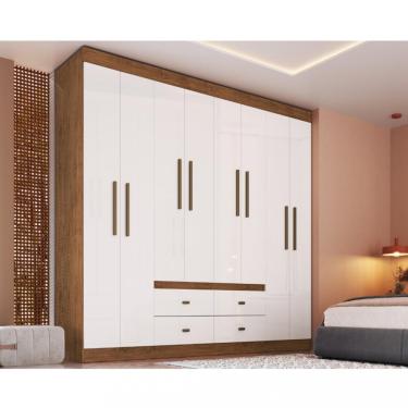 Imagem de Guarda Roupa Casal 8 Portas 4 Gavetas Las Vegas Doripel - Off White/Nogueira