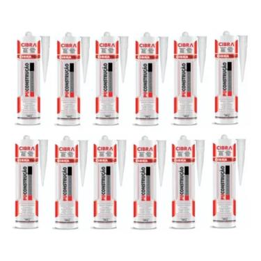 Imagem de 12 Cola Selante Poliuretano Cibra Pu Construção 400G Preto