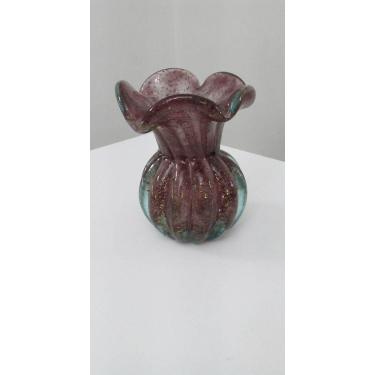 Imagem de Vaso de Murano Lilás com Pó de Ouro 13 cm