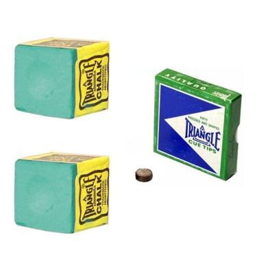 Imagem de 2 Giz Verde Triângle + 1 Sola Triângle Taco Sinuca Bilhar