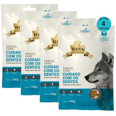 Imagem de Kit 4 Snacks Hana Healthy Life Dental Care- Cuidado C/os Dentes- P/Cães Adultos- 100g