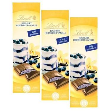 Imagem de Kit 3 Barra Chocolate Lindt Iogurte Mirtilo E Baunilha 100G