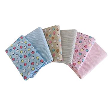 Imagem de NUOBESTY Folha De 6 Peças Bolsas de tecido de algodão Peças de tecido de algodão para artesanato Tricolor Pano decorar