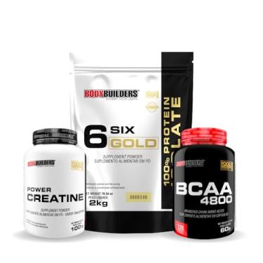 Imagem de Kit 6 Six Gold 100% Isolate 2kg + Power Creatina 100g + BCAA 4800 120 cáps - BODYBUILDERS (Médio, Baunilha)