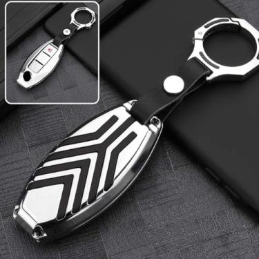 Imagem de SANRILY Capa de chave de metal com botões 2/3/4/5 para Nissan Altima Murano Maxima Rogue Keyless Entry Smart Key Case para Infiniti QX60 Q60 QX80 Q50 (preto)
