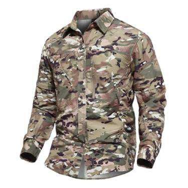 Imagem de Camiseta tática masculina, camuflada, militar, combate, de verão, manga comprida, para uso ao ar livre, respirável, trilhas, 6he, P