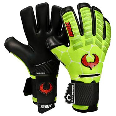 Imagem de Renegade GK Luvas profissionais de goleiro Eclipse Nova | Punho de contato EXT de 4 mm | Luvas de goleiro de futebol amarelo neon e vermelho (tamanho 9, jovens-adulto, corte negro, nível 5)