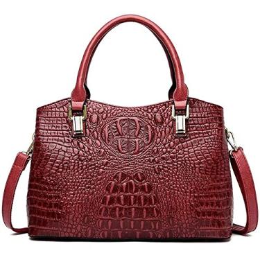 Imagem de Cayla Bolsa de mão com alça superior, bolsa de crocodilo, bolsa de grife, bolsas de couro, Vermelho, One_Size