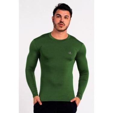 Imagem de Camiseta Térmica Manga Longa Masculina Peluciada Verde Musgo-Masculino
