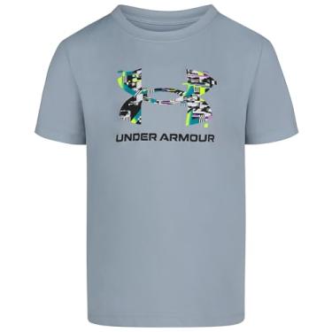 Imagem de Under Armour Camisa de manga curta para meninos, gola redonda, leve e respirável, Harbor Blue Glitch, 5