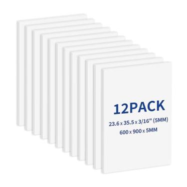 Imagem de Zzrywuty Pacote com 12 placas grandes de espuma 59,9 cm x 90,2 cm, placa central de espuma de isopor de 5 mm de espessura para artesanato, quadro de pôster branco quadro de visão quadro de