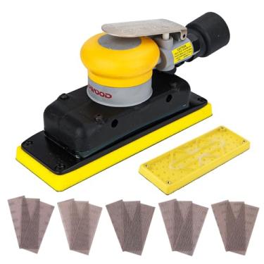 Imagem de UPWOOD Lixadeira orbital de ar última intervenção de pó de 2-3/4 x 8 polegadas, órbita de 70 mm x 198 mm de 1/8 polegadas, aspirador central com almofada de gancho adicional e 15 peças