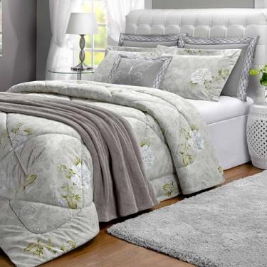 Imagem de Kit Edredom + Jogo de Lençol Casal Padrão Percal 180 Fios 11 Peças Papillons