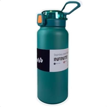 Imagem de Garrafa Termica Inox A Vacuo 1 Litro Isolada Parede Dupla Antivazamento Emborrachada Qualidade Premium… (Verde Escuro)