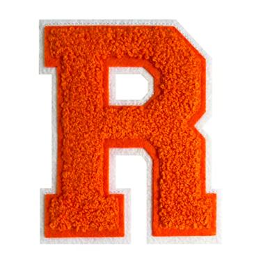 Imagem de Remendos de letras de chenille de 11,4 cm laranja para roupas Varsity Letter Patch Letterman Jacket Patch (Laranja-R)