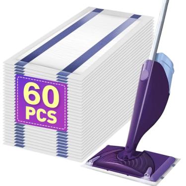Imagem de Refil de almofada de esfregão para esfregão Swiffer Wet Jat, descartável, multisuperfície, limpador de piso de madeira, refis de esfregão, espessuras e absorventes (60)
