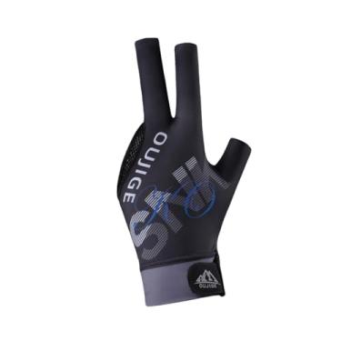 Imagem de rockible Luva de bilhar de 3 dedos Luva de sinuca de três dedos para mulheres e homens Acessórios para sinuca Luva leve antiderrapante elástica, Preto Cinza