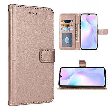 Imagem de FDCWTSH Compatível com Xiaomi Redmi 9A Redme 9i capa carteira alça de pulso cordão capa flip capa de couro suporte para cartão capas de celular para Xiami Xiomis Xiome Redmi9A A9 Redmi9i i9 ouro rosa