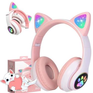 Imagem de Fone de Gatinho Sem Fio Bluetooth On Ear com Entrada para Cabo P2 Auxi