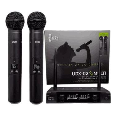 Imagem de Microfone sem fio dylan udx02 uhf c/2 microfone bastao c/display digit