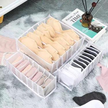 Imagem de KIT 3 Organizador De Gaveta Colméia Dobrável Para Sutiã/Calcinha/Cueca