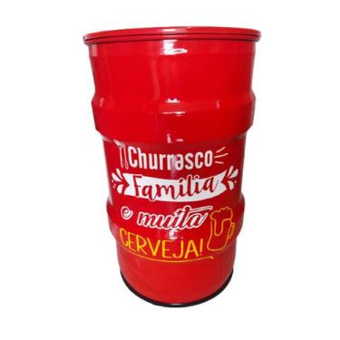 Imagem de Lixeira metalica tambor churrasco e familia tonel 50lt decorativa - EM