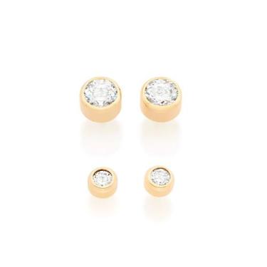 Imagem de Conjunto rommanel brincos banhado ouro 3x 24k 18k e 22k femininos pont
