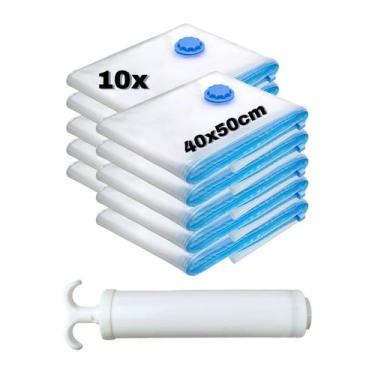 Imagem de Kit 10 Sacos À Vácuo Organizador De Roupas 40x50cm + Bomba - Top Útil,
