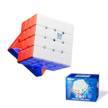 Imagem de Moyu Aosu V7 4x4 Magnetic Stickerless UV Coated Speed Cube, 4 by 4 Flagship Edition Cube, 160 Magnets, Anti-Stick Design Adjustable Elasticity Magic Cube (Upgraded 3-Track Premium+Magic Cloth)