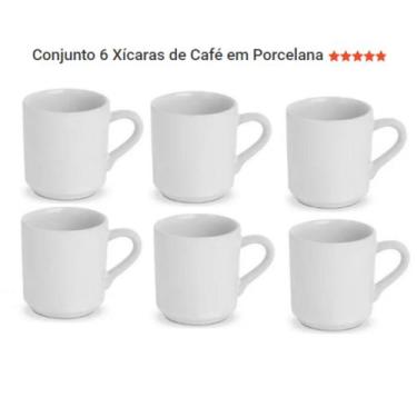 Imagem de Xicara de cafezinho e chá jogo em porcelana conjunto com 6 peças - CR 