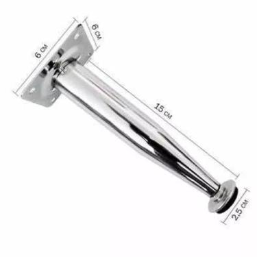 Imagem de 1 Pé Cônico 15cm 150mm Aço Cromado Regulável P/ Móveis - comercialoliv