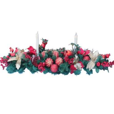 Imagem de Decoração Arranjo De Mesa Natalino Bola Velas Castiçal 120cm - Genéric