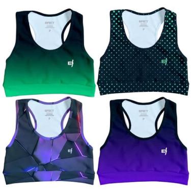 Imagem de Kit 4 Top Academia Cropped Feminino Roupa De Academia Confortável Eleg