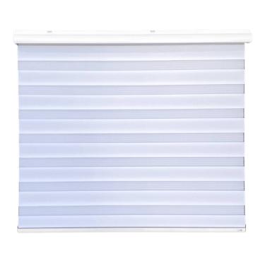 Imagem de Persiana Rolo Duplo Tecido Zebra Branca 120 (L) x 160 (A) Double Vision C/ Bandô e Kit...