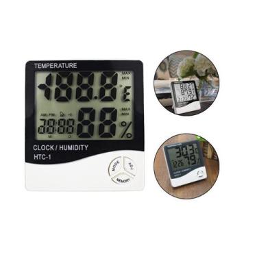 Imagem de Termo Higrômetro Relógio Digital Medidor Temperatura Umidade - Arte Se