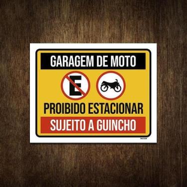 Imagem de Placa De Sinalização Garagem Moto Proibido Estacionar 27X35 - Sinalizo