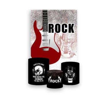 Imagem de Painel De Festa Vertical 1,50 x 2,20 + Trio De Capas Cilindro - Rock A